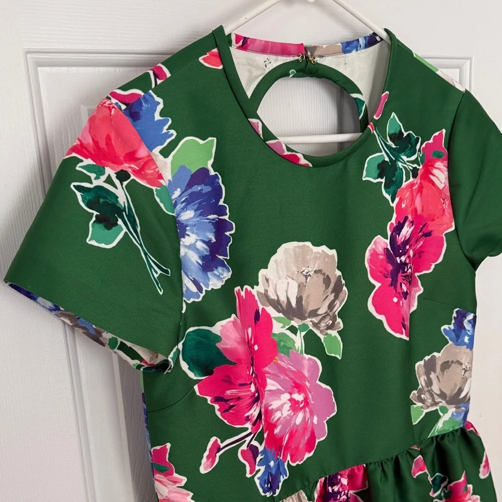 Kate Spade Women’s Green Floral Mini Dress Size 10 - Picture 4 of 7